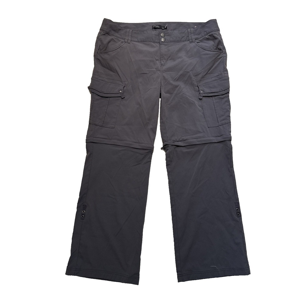 prAna Women's Convertible Hiking Outdoor Pants Grey Size 14, rip pants